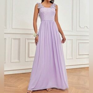 SHEIN Purple Lace Bodice Maxi Dress